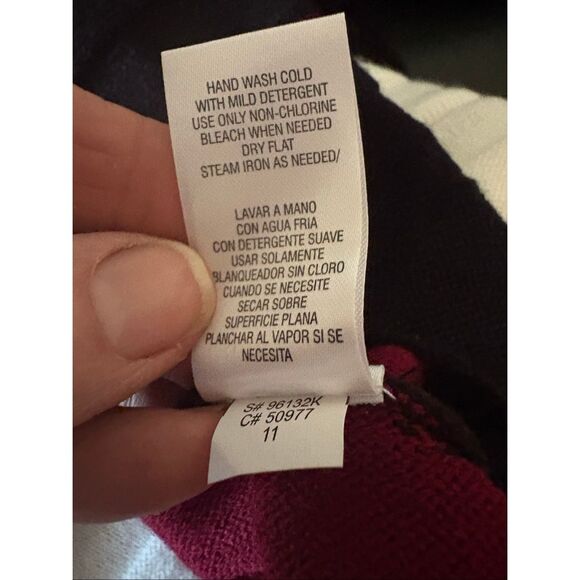 Studio One Womens Sweater Dress, size L, Black, White, and Burgundy - Picture 6 of 7